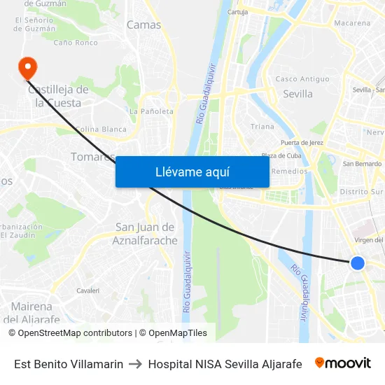 Est Benito Villamarin to Hospital NISA Sevilla Aljarafe map