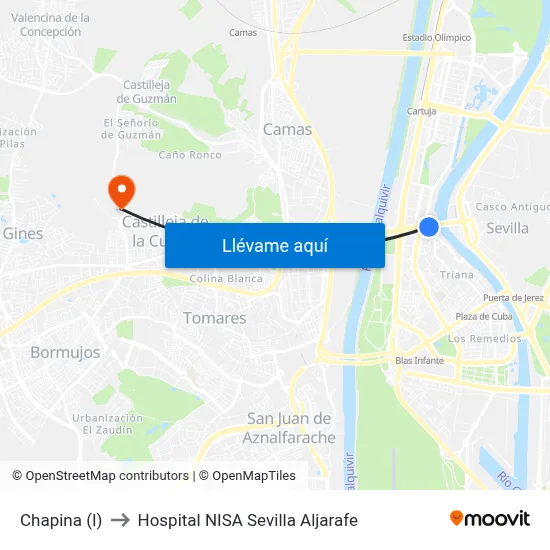 Chapina (I) to Hospital NISA Sevilla Aljarafe map