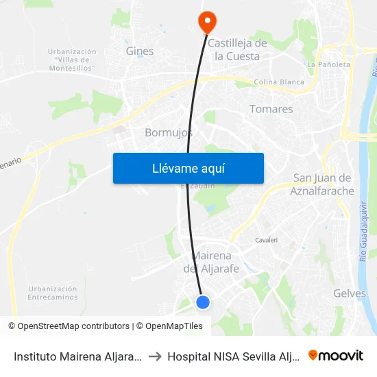 Instituto Mairena Aljarafe (I) to Hospital NISA Sevilla Aljarafe map
