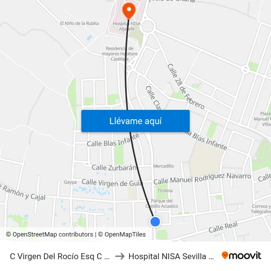 C Virgen Del Rocío Esq C Geranio to Hospital NISA Sevilla Aljarafe map