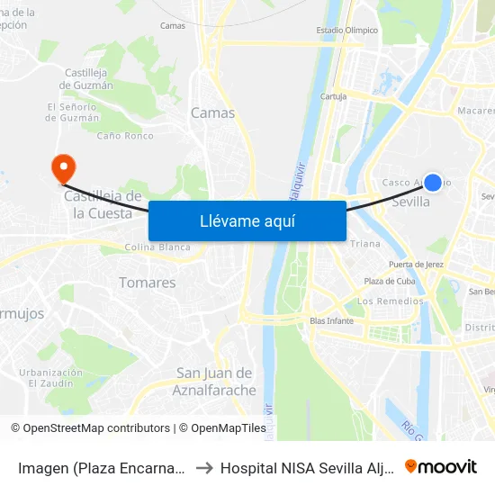 Imagen (Plaza Encarnación) to Hospital NISA Sevilla Aljarafe map