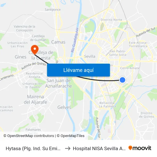 Hytasa (Plg. Ind. Su Eminencia) to Hospital NISA Sevilla Aljarafe map