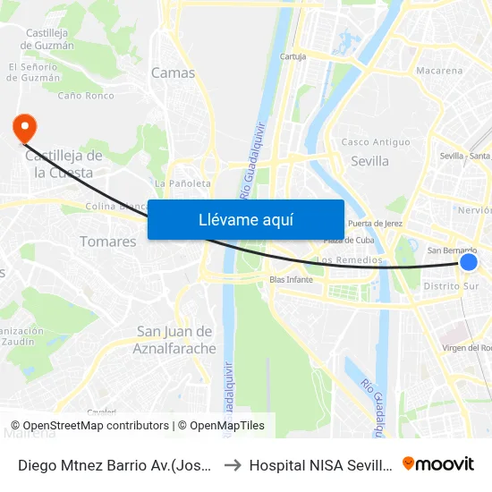 Diego Mtnez Barrio  Av.(Jose Saramago) to Hospital NISA Sevilla Aljarafe map