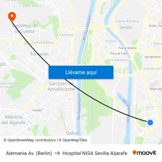 Alemania  Av. (Berlin) to Hospital NISA Sevilla Aljarafe map