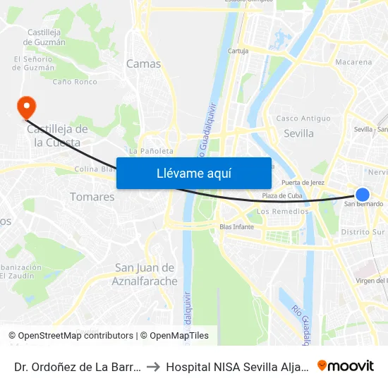 Dr. Ordoñez de La Barrera to Hospital NISA Sevilla Aljarafe map
