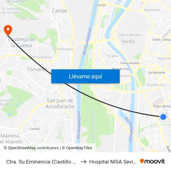 Ctra. Su Eminencia (Castillo de Marchenilla) to Hospital NISA Sevilla Aljarafe map