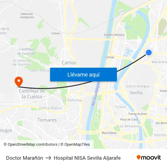 Doctor Marañón to Hospital NISA Sevilla Aljarafe map