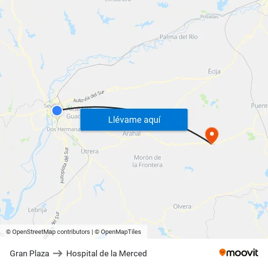 Gran Plaza to Hospital de la Merced map