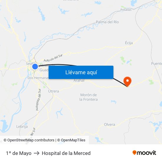 1º de Mayo to Hospital de la Merced map