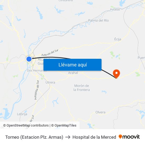 Torneo (Estacion Plz. Armas) to Hospital de la Merced map
