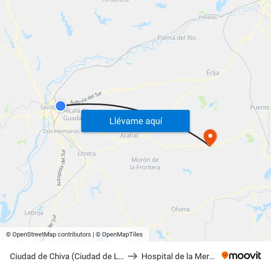 Ciudad de Chiva (Ciudad de Liria) to Hospital de la Merced map