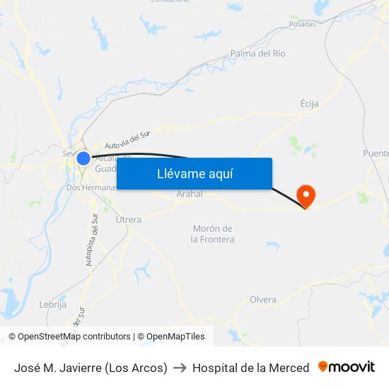 José M. Javierre (Los Arcos) to Hospital de la Merced map