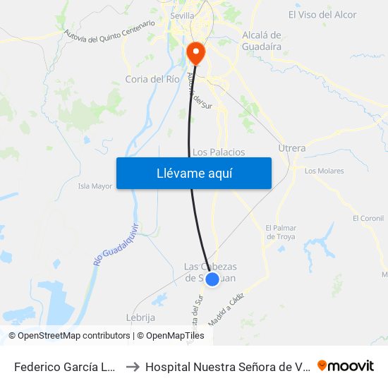 Federico García Lorca to Hospital Nuestra Señora de Valme map