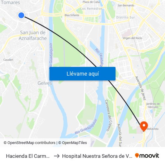 Hacienda El Carmen(I) to Hospital Nuestra Señora de Valme map