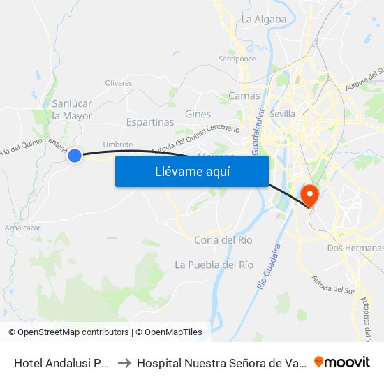 Hotel Andalusi Park to Hospital Nuestra Señora de Valme map