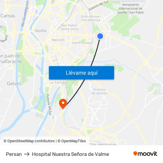 Persan to Hospital Nuestra Señora de Valme map