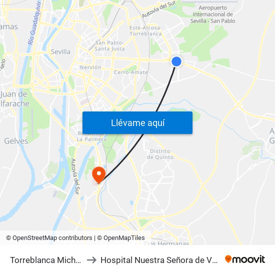 Torreblanca Michelin to Hospital Nuestra Señora de Valme map