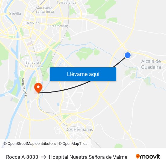 Rocca A-8033 to Hospital Nuestra Señora de Valme map