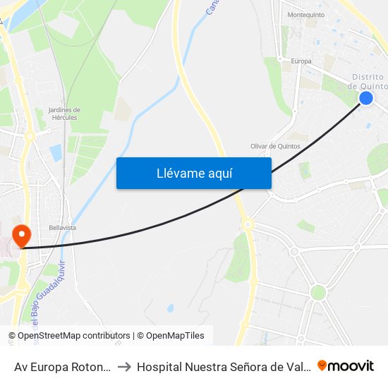 Av Europa Rotonda to Hospital Nuestra Señora de Valme map