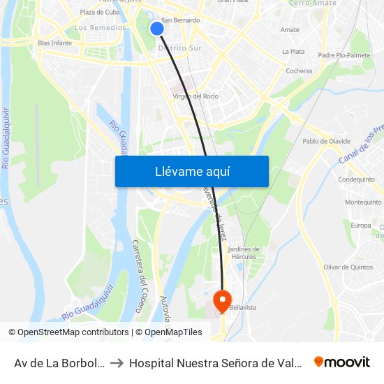 Av de La Borbolla to Hospital Nuestra Señora de Valme map