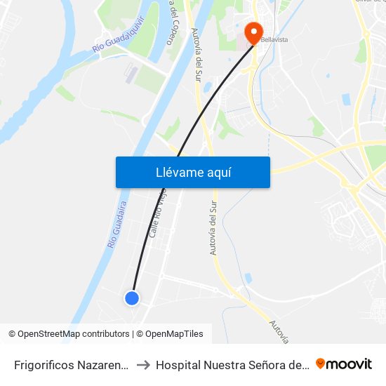 Frigorificos Nazarenos (V) to Hospital Nuestra Señora de Valme map