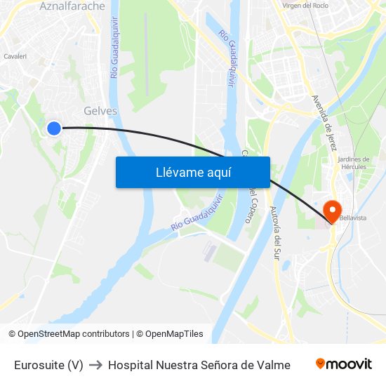 Eurosuite (V) to Hospital Nuestra Señora de Valme map