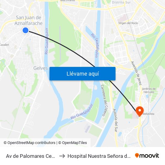 Av de Palomares Centro (I) to Hospital Nuestra Señora de Valme map