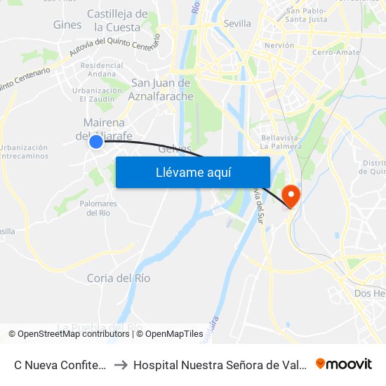 C Nueva Confiteria to Hospital Nuestra Señora de Valme map