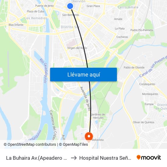 La Buhaira  Av.(Apeadero San Bernardo) to Hospital Nuestra Señora de Valme map