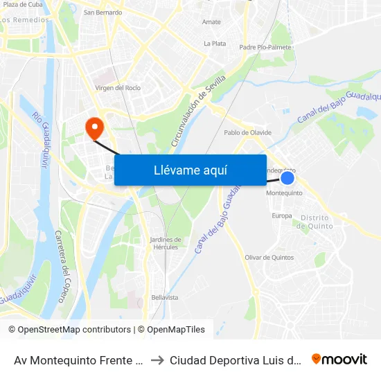 Av Montequinto Frente Aavv to Ciudad Deportiva Luis del Sol map