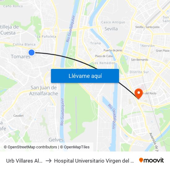 Urb Villares Altos to Hospital Universitario Virgen del Rocío map