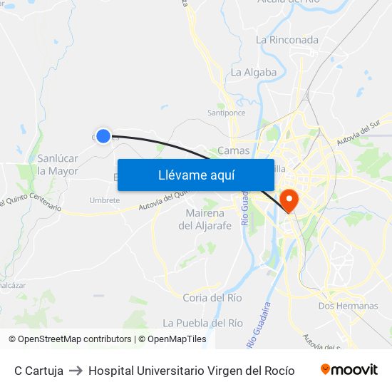 C Cartuja to Hospital Universitario Virgen del Rocío map