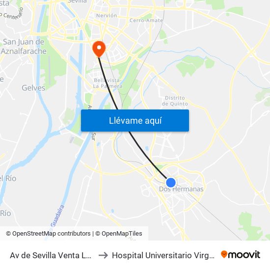 Av de Sevilla Venta Las Palmas to Hospital Universitario Virgen del Rocío map