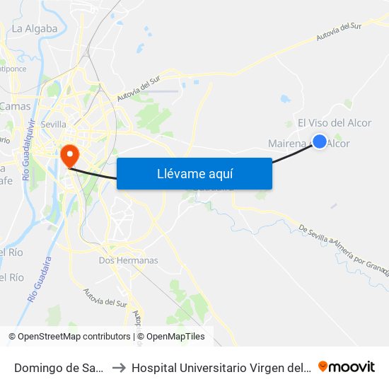 Domingo de Santos to Hospital Universitario Virgen del Rocío map