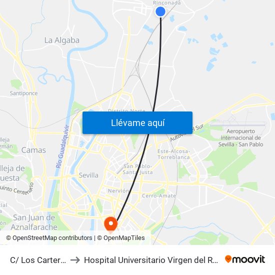 C/ Los Carteros to Hospital Universitario Virgen del Rocío map