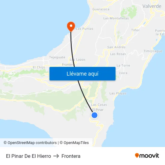 El Pinar De El Hierro to Frontera map