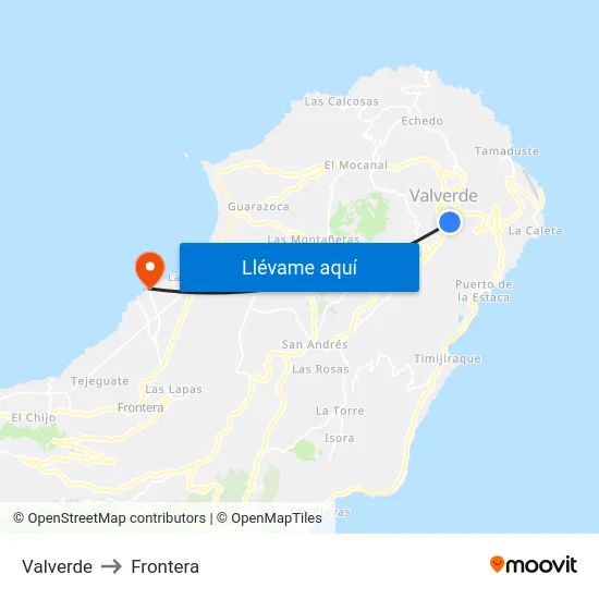 Valverde to Frontera map