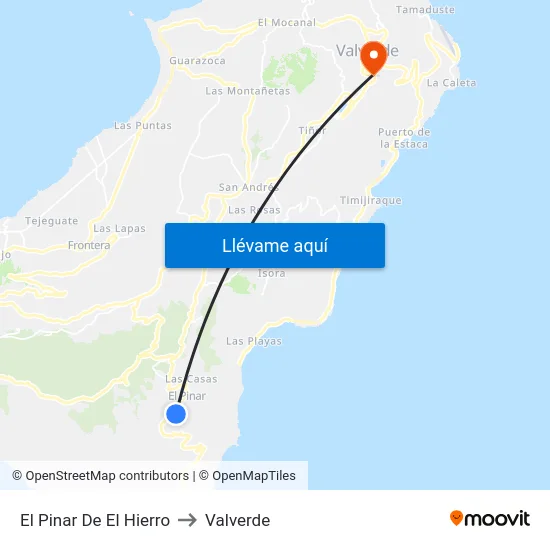 El Pinar De El Hierro to Valverde map
