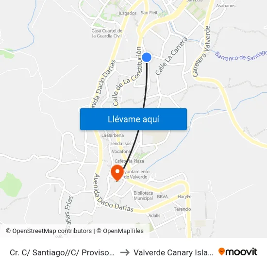 Cr. C/ Santiago//C/ Provisor Magdaleno to Valverde Canary Islands Spain map