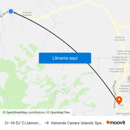 Cr: Hi-5// C/Jamones to Valverde Canary Islands Spain map