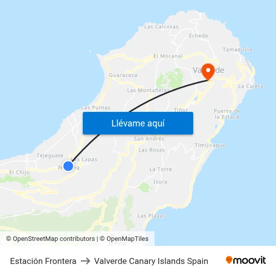Estación Frontera to Valverde Canary Islands Spain map