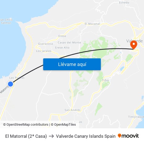 El Matorral (2ª Casa) to Valverde Canary Islands Spain map