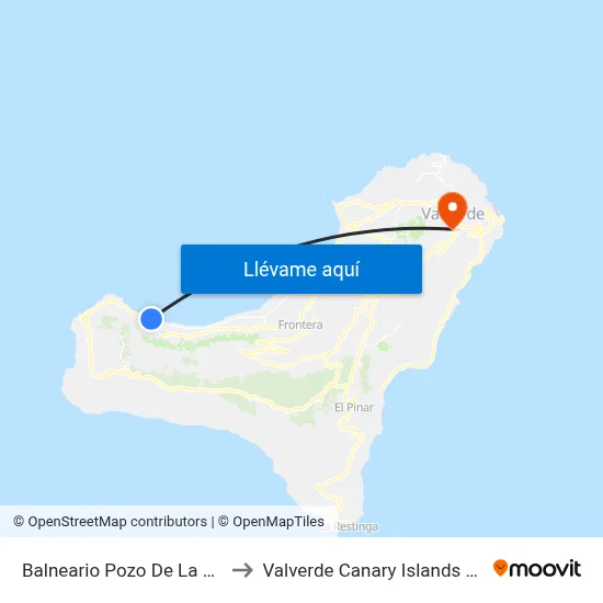 Balneario Pozo De La Salud to Valverde Canary Islands Spain map
