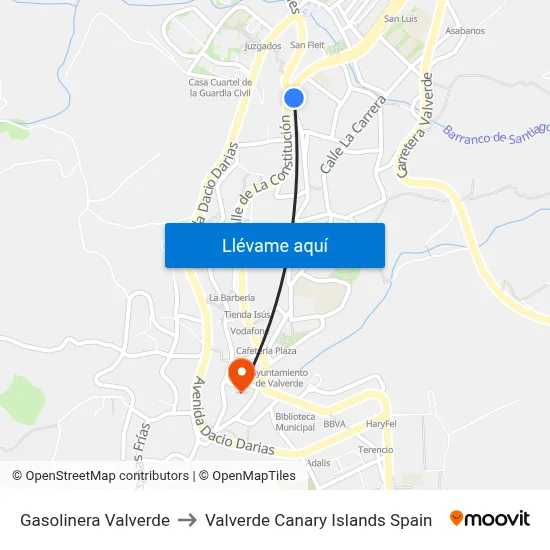 Gasolinera Valverde to Valverde Canary Islands Spain map