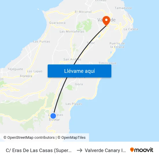 C/ Eras De Las Casas (Supermercado Regalado) to Valverde Canary Islands Spain map