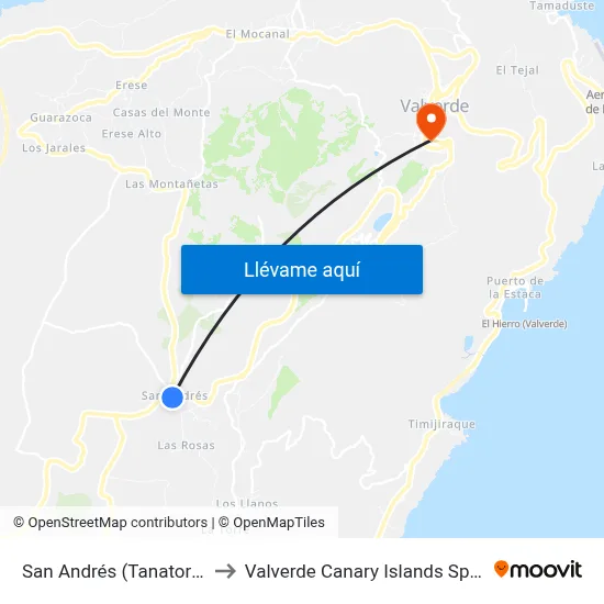 San Andrés (Tanatorio) to Valverde Canary Islands Spain map