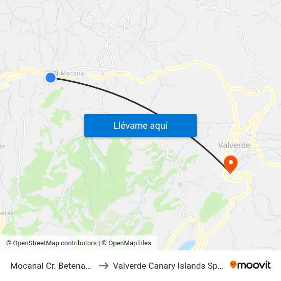Mocanal Cr. Betenama to Valverde Canary Islands Spain map