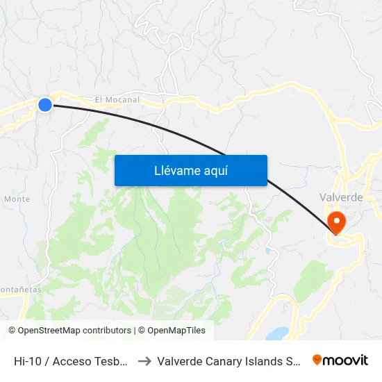 Hi-10 / Acceso Tesbabo to Valverde Canary Islands Spain map