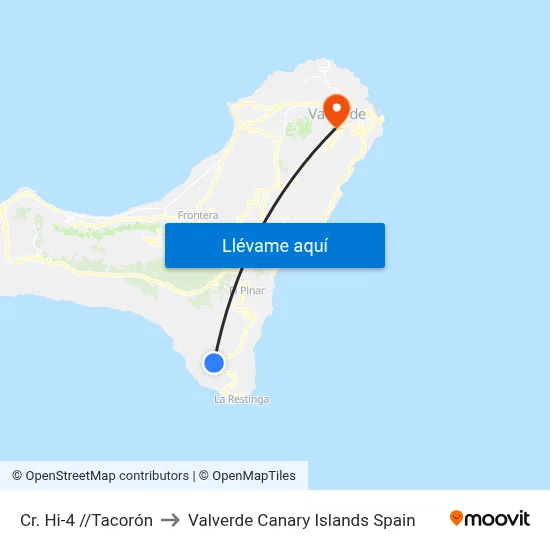 Cr. Hi-4 //Tacorón to Valverde Canary Islands Spain map
