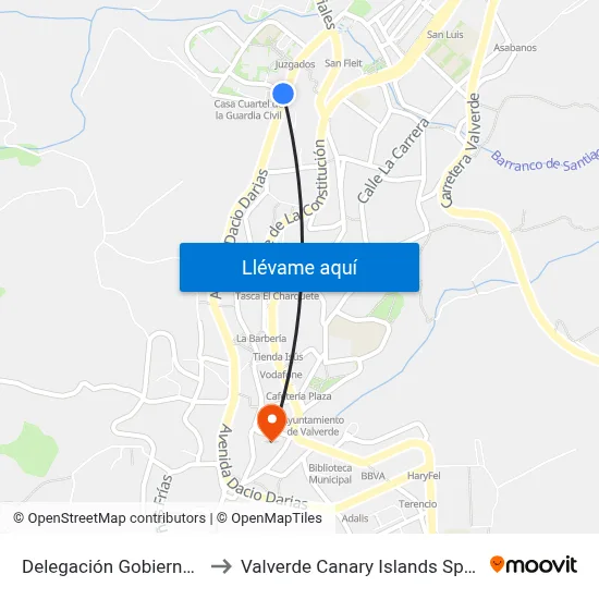 Delegación Gobierno F to Valverde Canary Islands Spain map